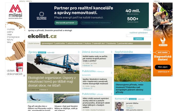 Screenshot of ekolist.cz