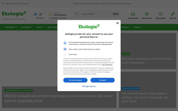 Snímek obrazovky ekologia.pl