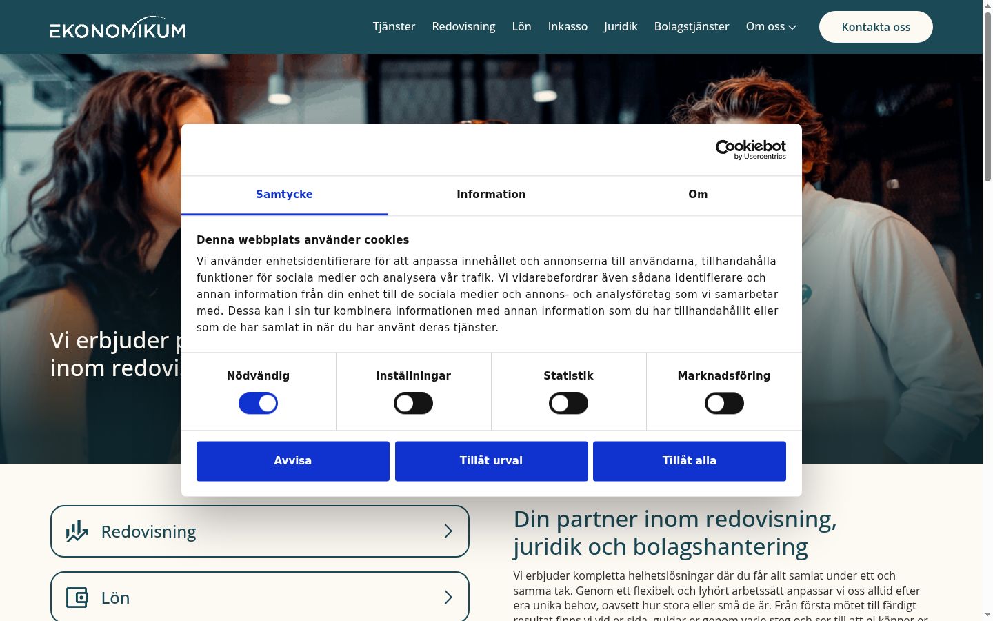 Screenshot del banner di consenso mostrato prima di qualsiasi interazione