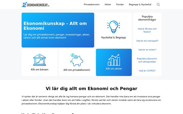 Skjermbilde av ekonomikunskap.se