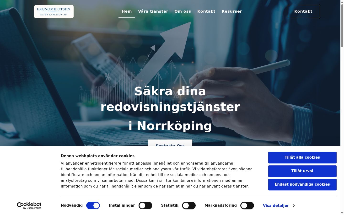 Skjermbilde av samtykkebanneret slik det vises før noen interaksjon