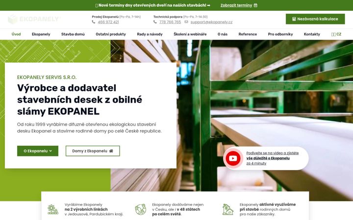 Snímek obrazovky ekopanely.cz