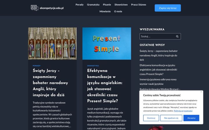 Screenshot ta' ekorepetycje.edu.pl