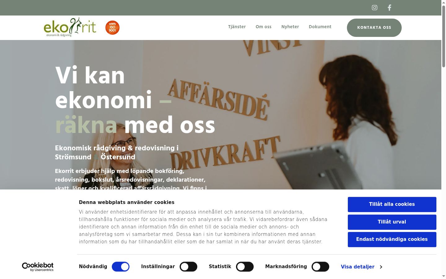 Skjermbilde av samtykkebanneret slik det vises før noen interaksjon