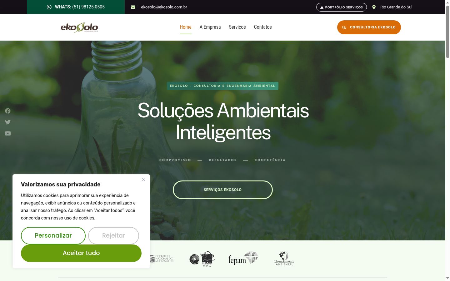 Screenshot del banner di consenso mostrato prima di qualsiasi interazione
