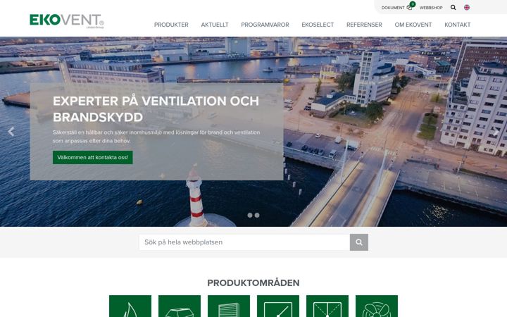 Screenshot of ekovent.se