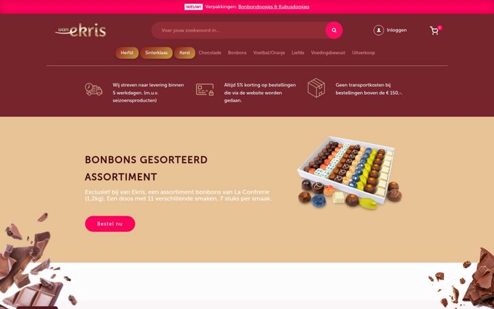 Ekrānuzņēmums no ekrischocola.nl
