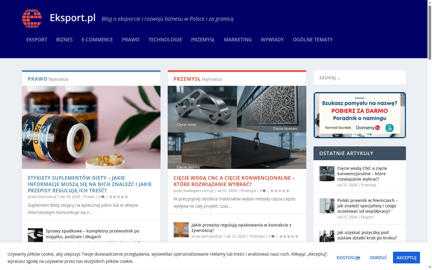 Zrzut ekranu banera zgody wyświetlanego przed jakąkolwiek interakcją