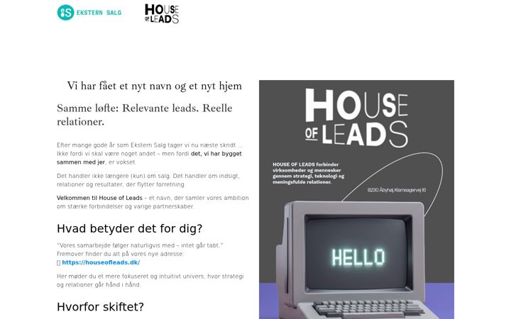 Screenshot stránky eksternsalg.dk