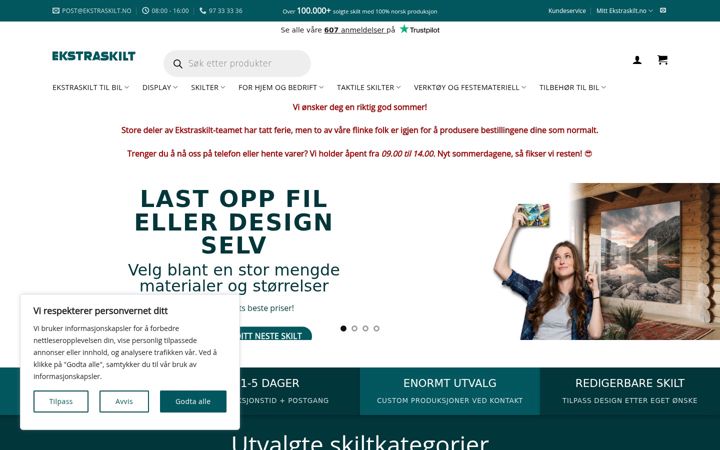 Zrzut ekranu ekstraskilt.no