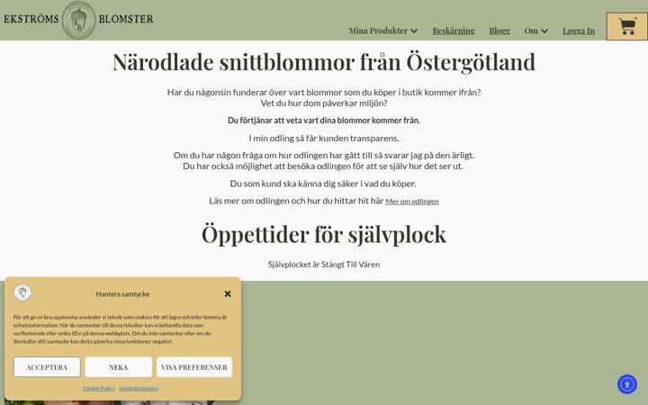 Ekraanipilt saidist ekstromsblomster.se