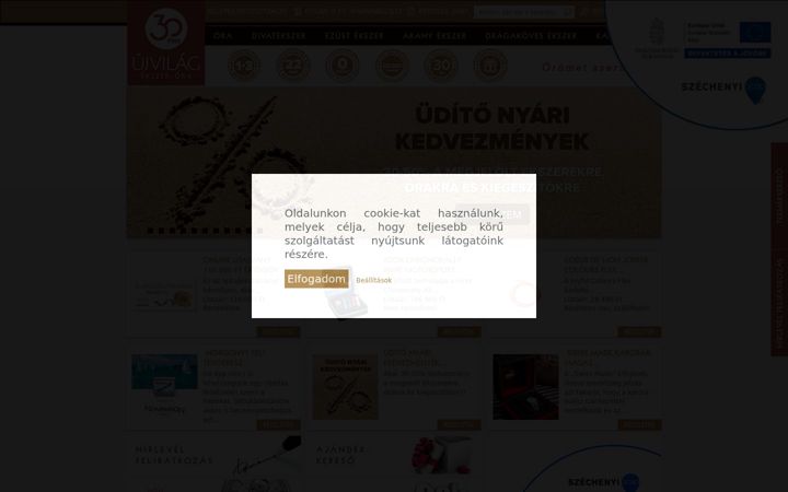 Screenshot di ekszer-ora.hu