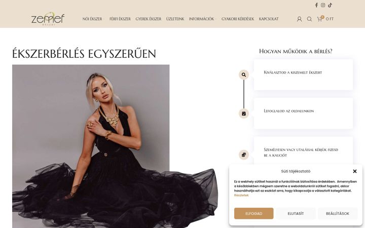 Screenshot di ekszerberles.hu