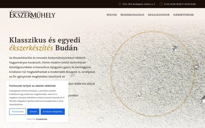 Screenshot di ekszermuhely.hu