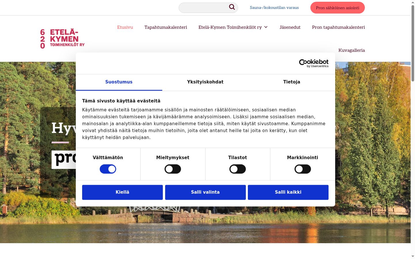 Képernyőkép a bármilyen interakció előtt megjelenő hozzájárulási bannerről