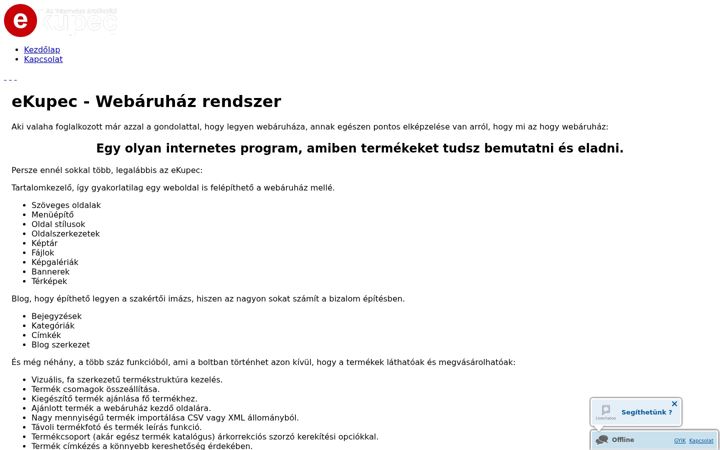 Screenshot di ekupec.hu