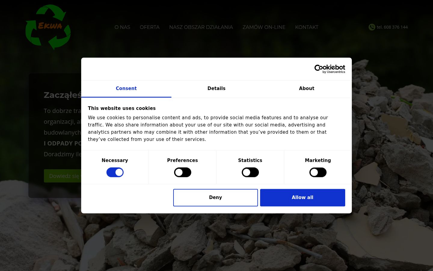 Screenshot of the consent banner shown before any interaction