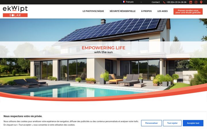 Screenshot stránky ekwipt-solar.fr