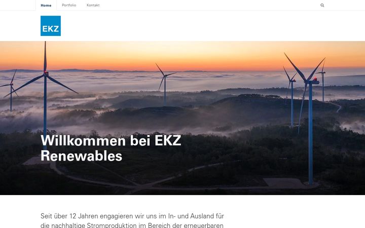 Screenshot von ekz-renewables.ch