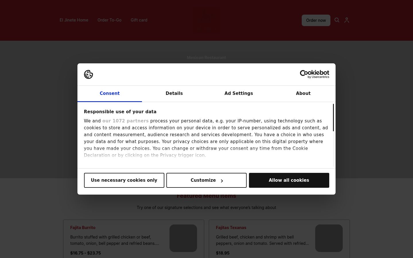 Screenshot tal-banner tal-kunsens muri qabel kwalunkwe interazzjoni