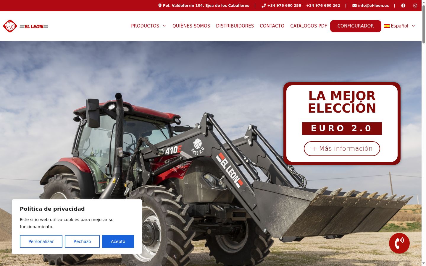 Captura de pantalla del banner de consentimiento mostrado antes de cualquier interacción