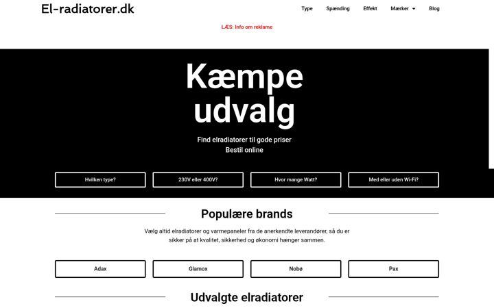 Skærmbillede af el-radiatorer.dk