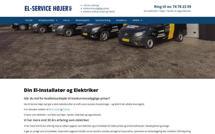 Captură de ecran a el-service-hojer.dk