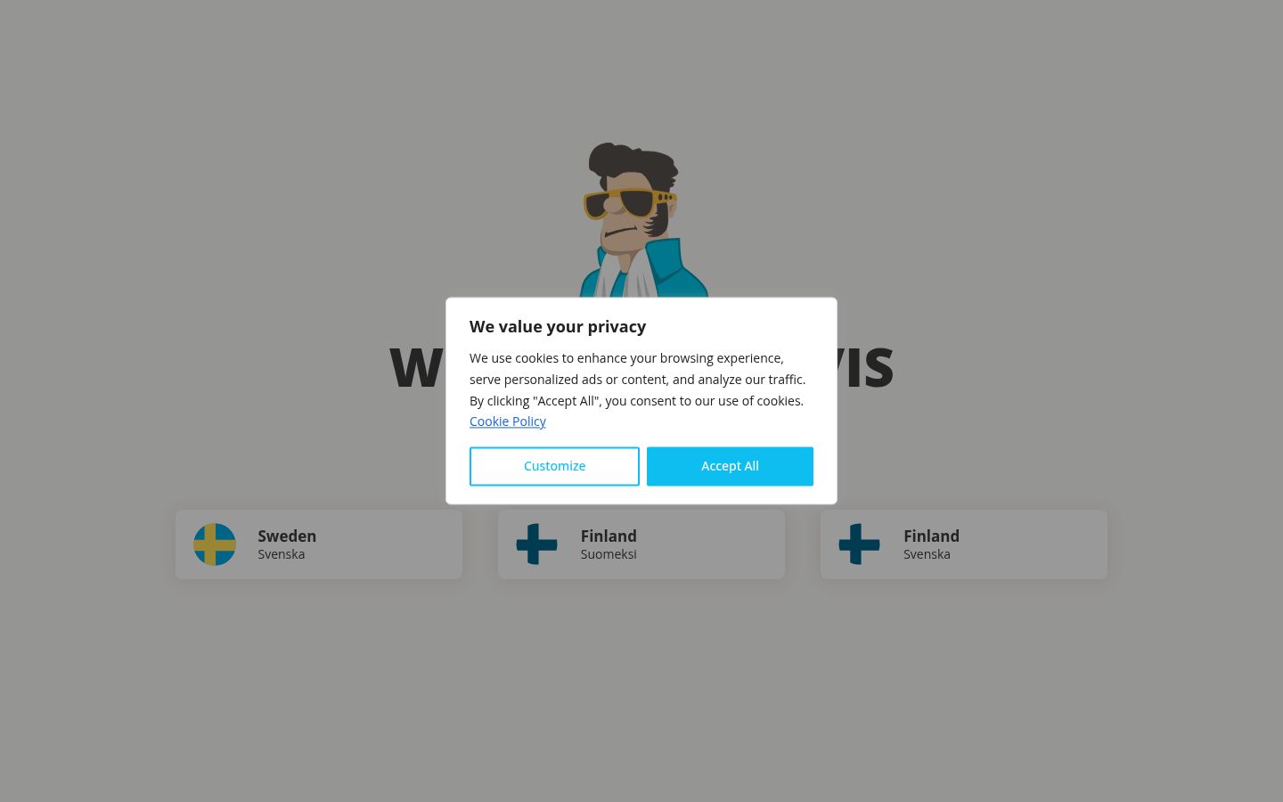 Capture d'écran de la bannière de consentement affichée avant toute interaction