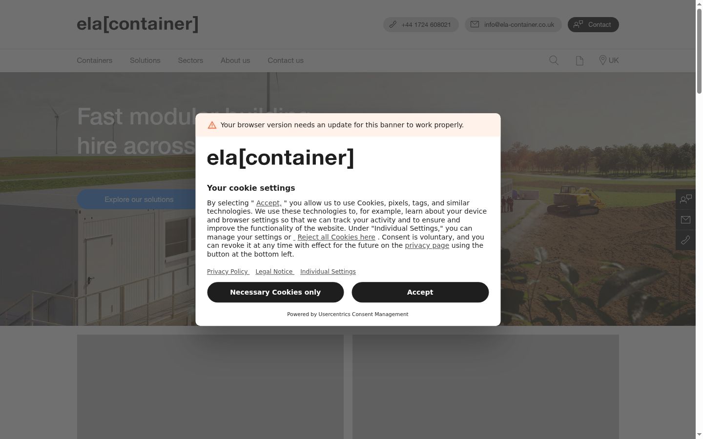 Screenshot of the consent banner shown before any interaction