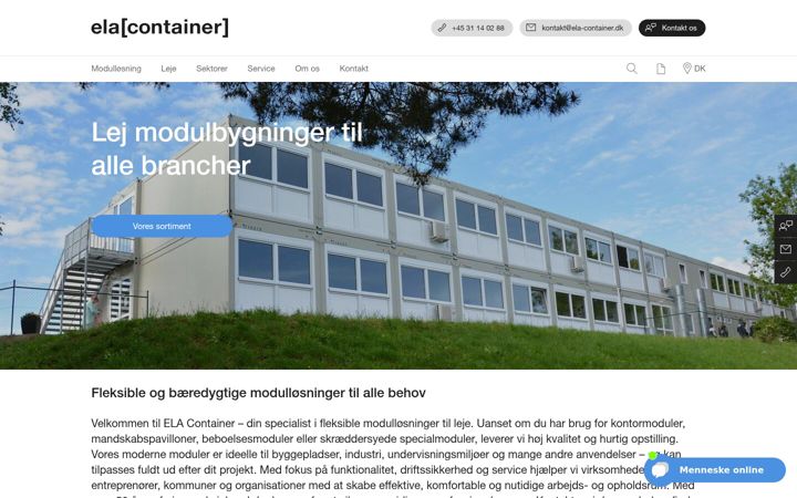 Skærmbillede af ela-container.dk