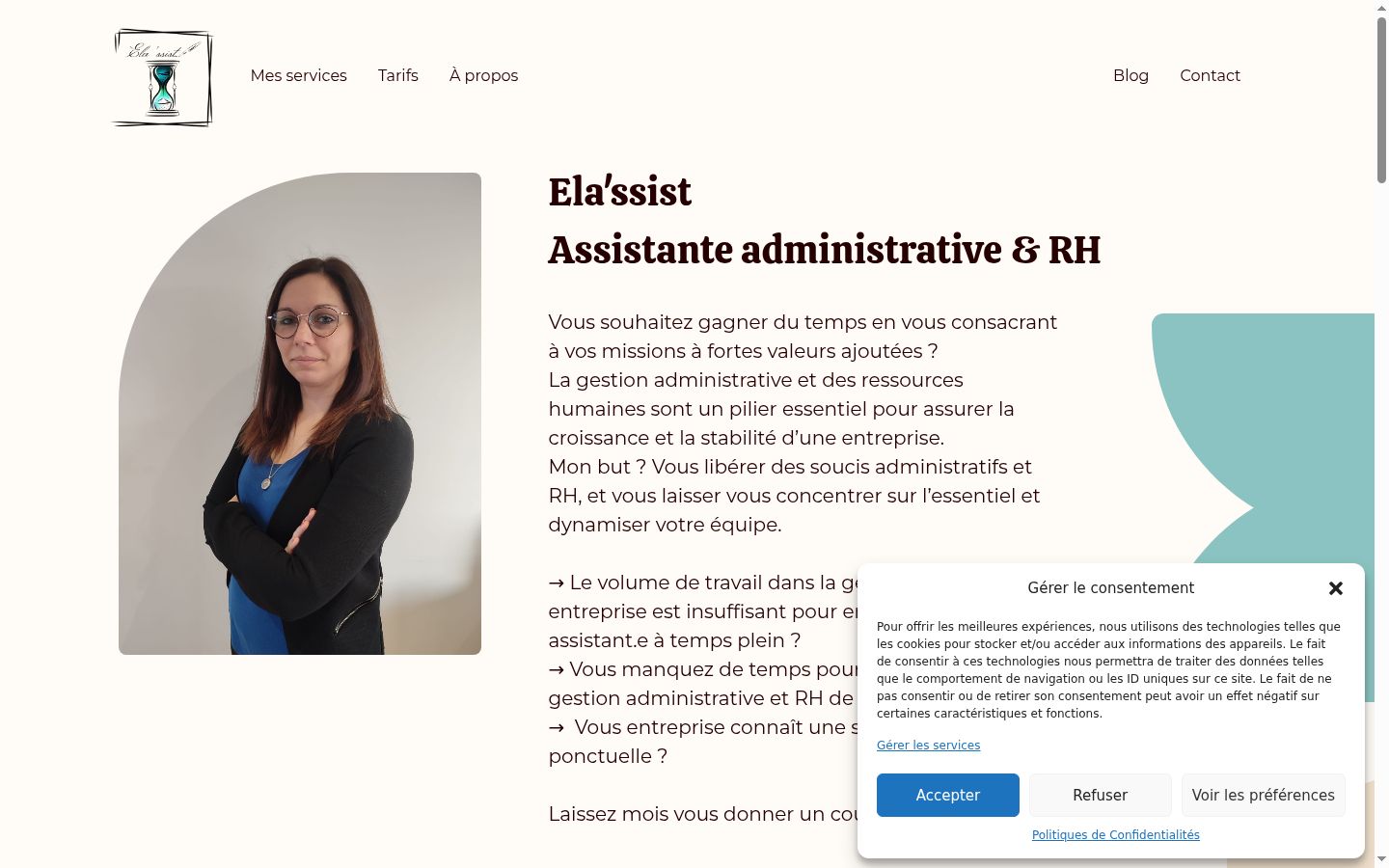 Capture d'écran de la bannière de consentement affichée avant toute interaction