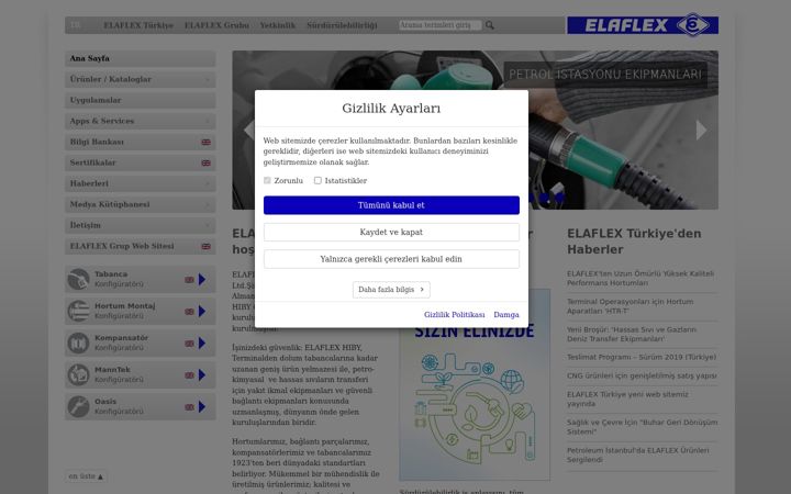 Snímek obrazovky elaflex.com.tr