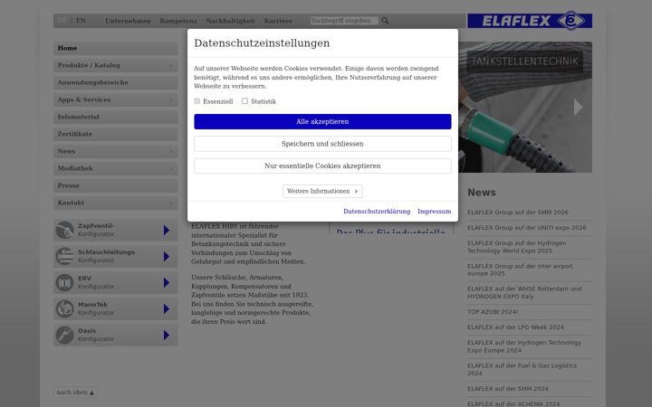 Posnetek zaslona elaflex.de
