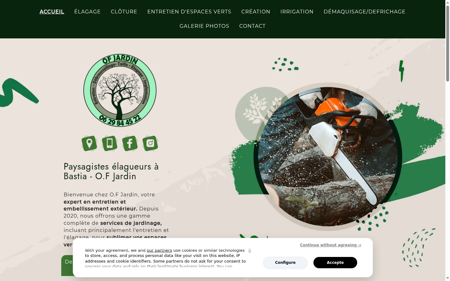 Screenshot of the consent banner shown before any interaction