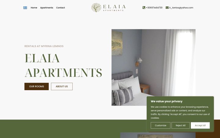 Screenshot of elaia-apartments.com