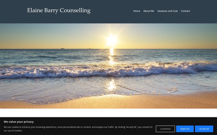 Ekrānuzņēmums no elainebarrycounselling.co.uk