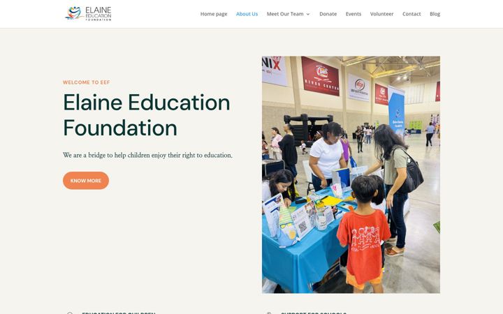 Snímek obrazovky elaineeducationfoundation.org