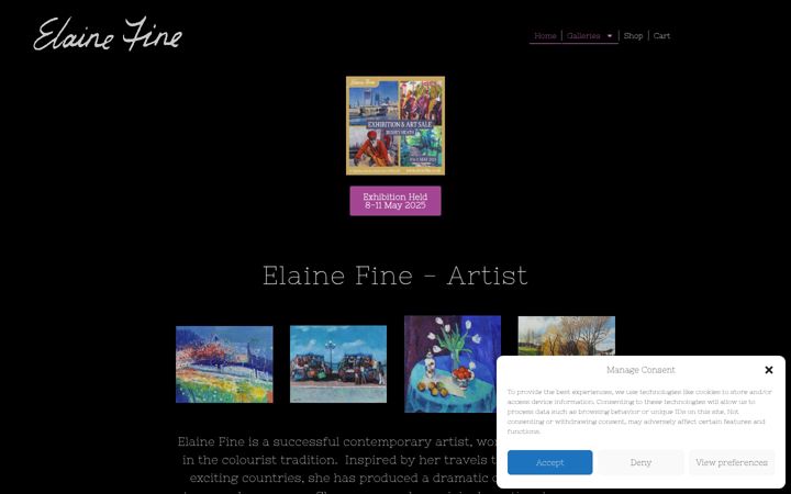 Ekrānuzņēmums no elainefine.co.uk