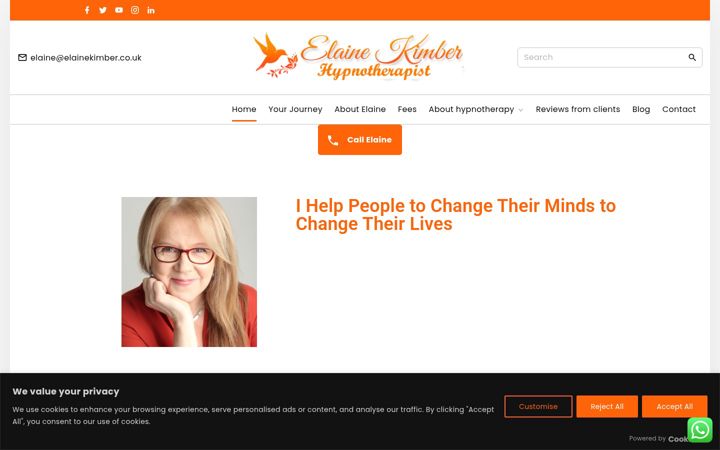Ekrānuzņēmums no elainekimber.co.uk