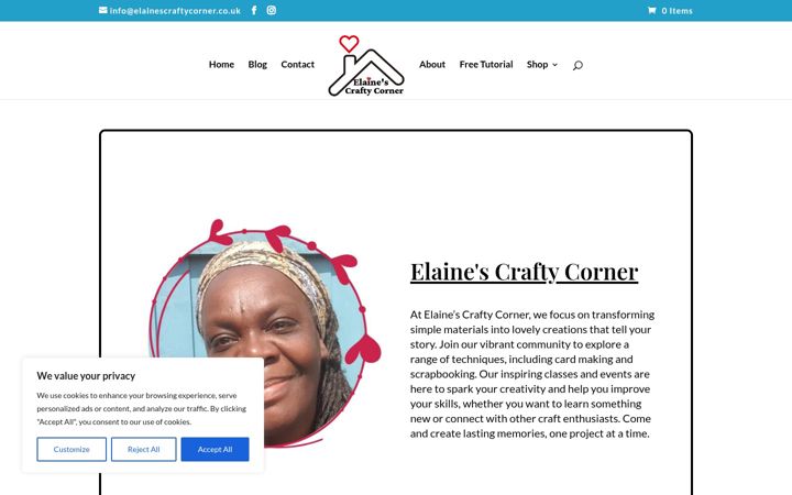 Ekrānuzņēmums no elainescraftycorner.co.uk
