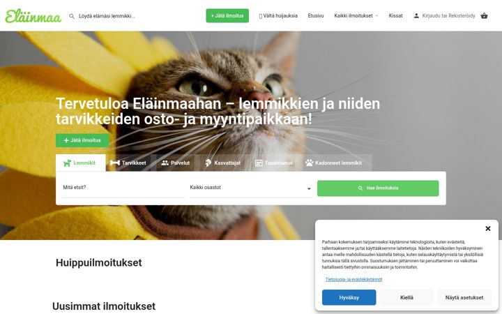 Screenshot of elainmaa.fi