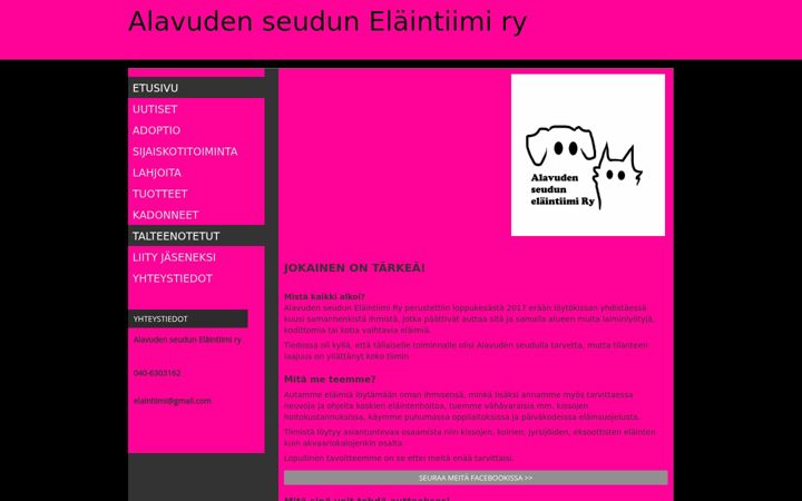 Screenshot of elaintiimi.fi
