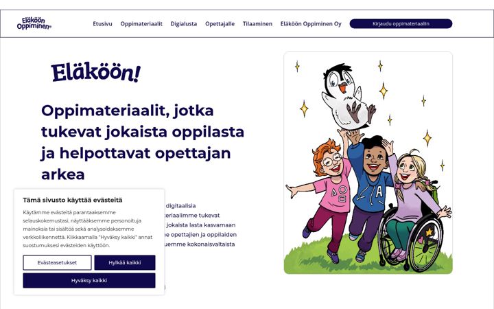 Screenshot of elakoonoppiminen.fi