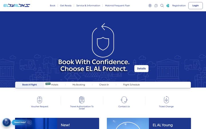 Screenshot of elal.co.il