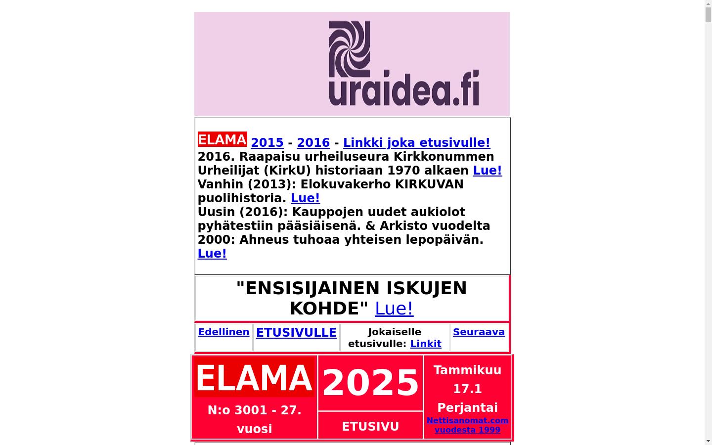 Screenshot of elama.fi