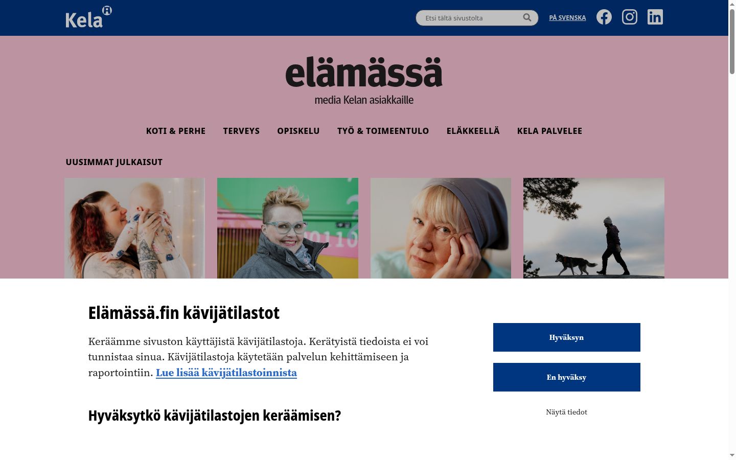 Screenshot of the consent banner shown before any interaction