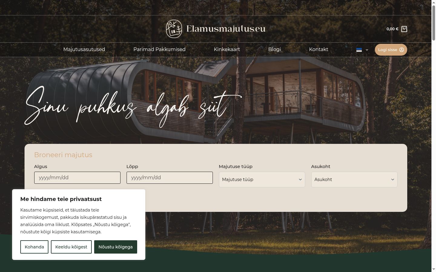 Skärmbild av samtyckesbannern som visades före någon interaktion