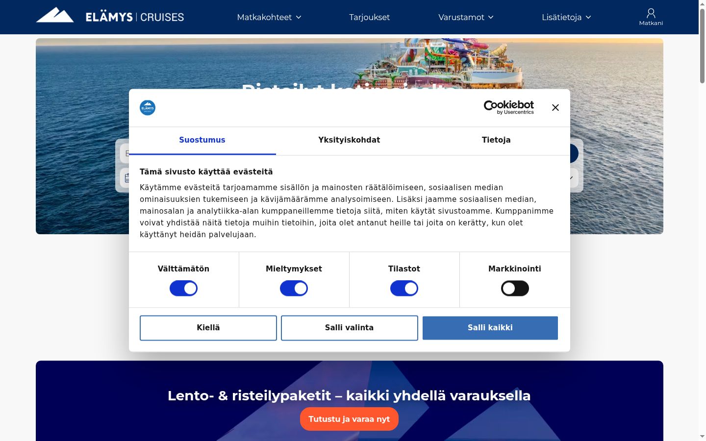 Snímek obrazovky baneru souhlasu zobrazeného před jakoukoli interakcí