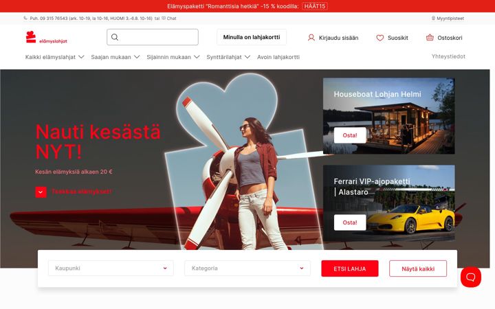 Screenshot of elamyslahjat.fi