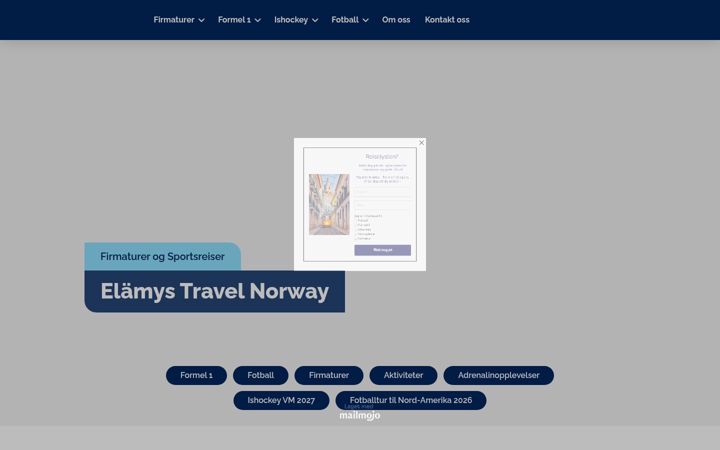 Screenshot of elamystravel.no